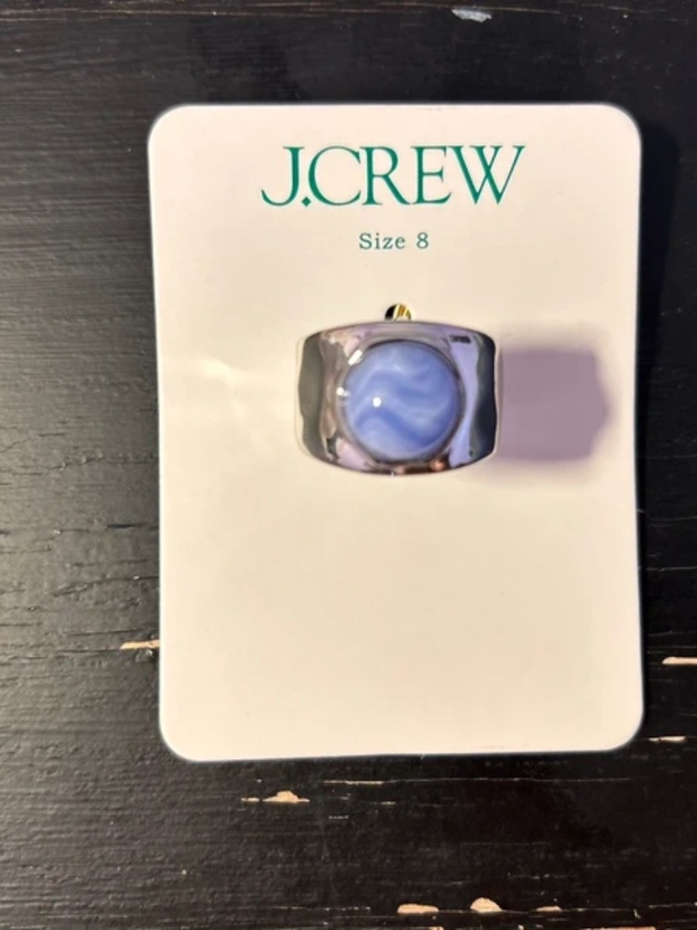 NWT J.Crew Deco Blue Insert Stone Statement Ring Sz. 8